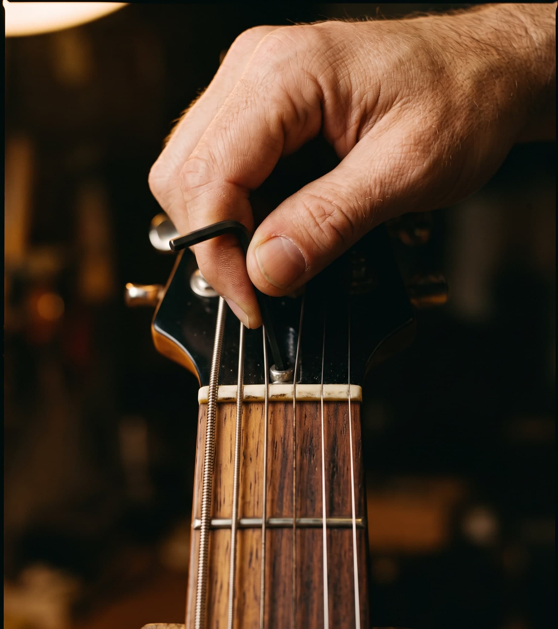 Ajuste del alma de una guitarra eléctrica con llave Allen